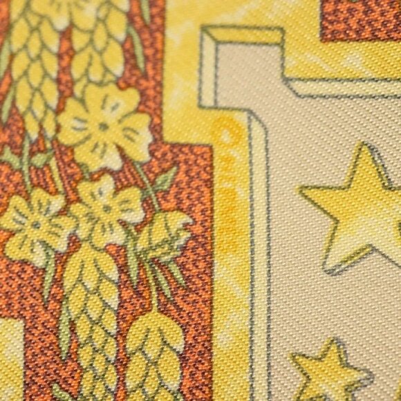 HERMES Carre 40 Scarf ""CARPE DIEM"" Silk Orange Auth - Picture 7 of 14